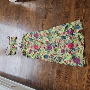 BSL Long Length Pistachio Green Floral Dress